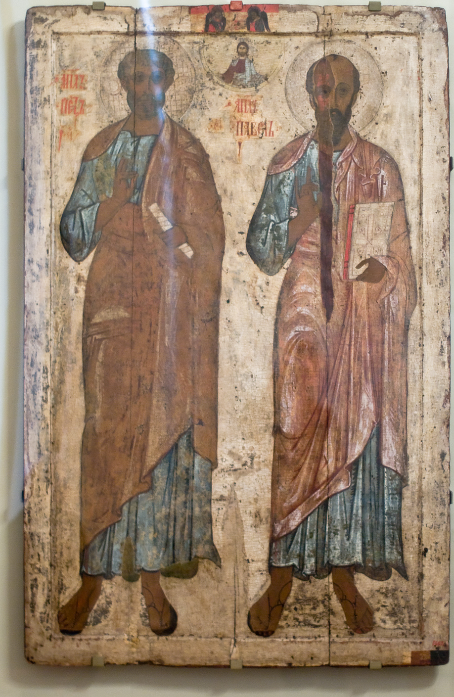 13th-century icon of Sts. Peter and Paul standing together (Novgorod school, Belozersk)