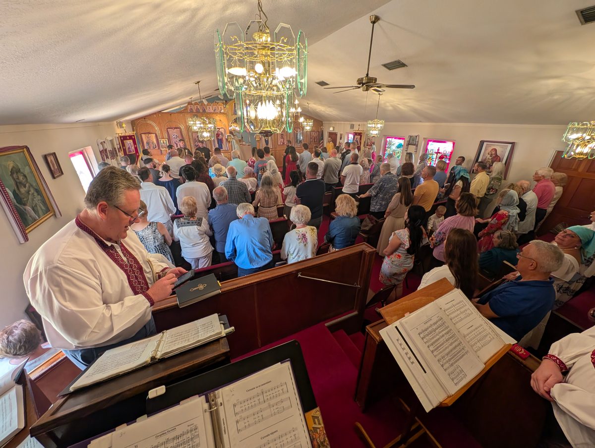 View of the Paschal service from the choir balcony at St. Michael Ukrainian Orthodox Church